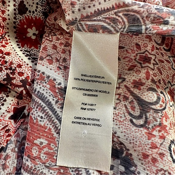 Alice + Olivia ‘Anabel’ Multicolor Burgundy Bohemian Paisley Pussybow Top Size S - Picture 6 of 16